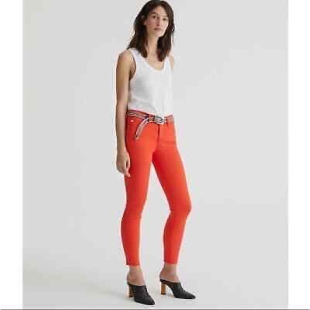 AG Molten Coral Red The Legging Ankle Super Skinny Jeans Women’s size 26 2 Small